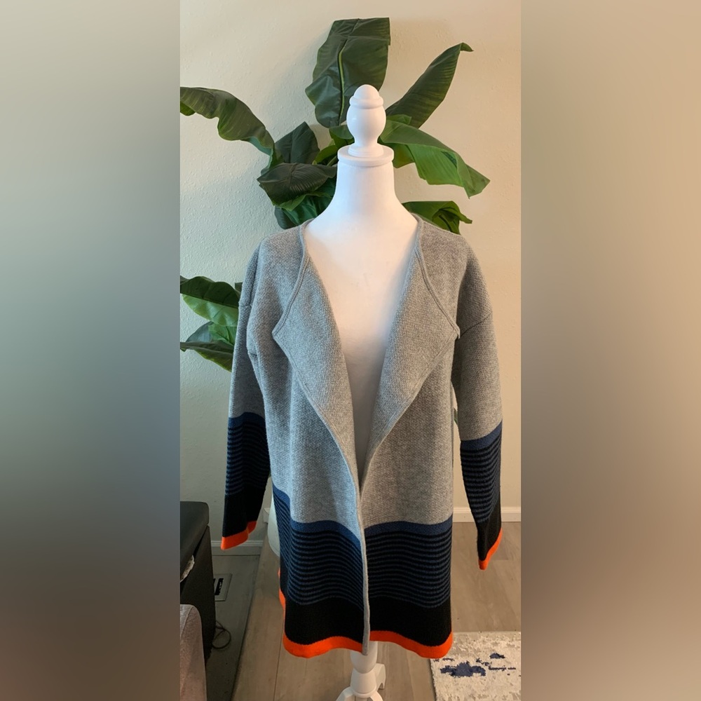 SHEIN Gray and Navy Women's Cardigan